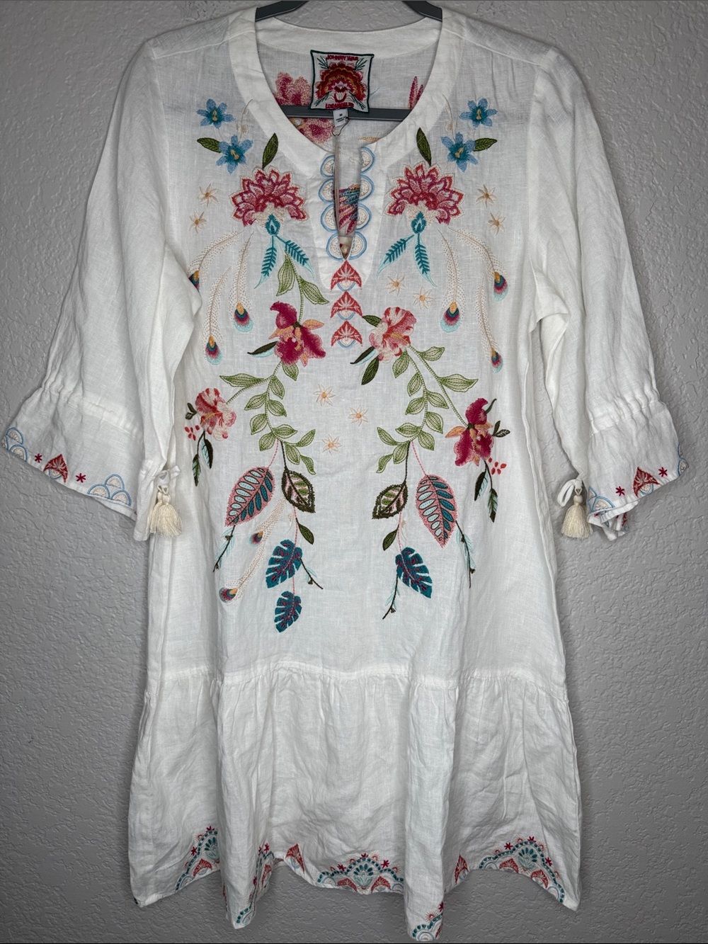 NWT Johnny Was Emika Kimono Sleeve Flounce Dress Medium Embroidered - Picture 2 of 9